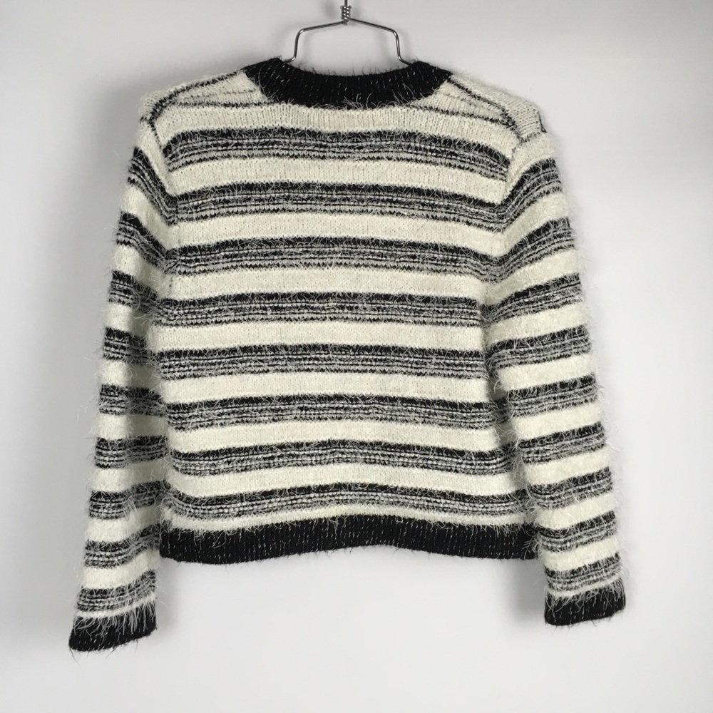 Calvin Klein Fuzzy Hairy Crop Cardigan Striped - Picture 3 of 8